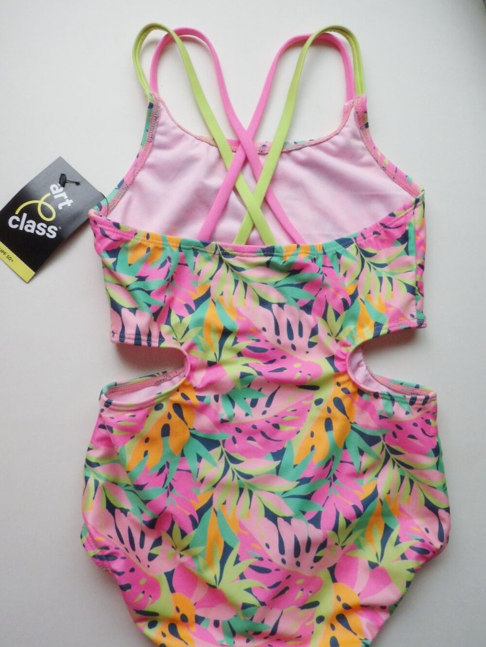 Art Class Girls Tropical Side Cut Out One Piece Swimsuit Sz Medium 8 NWT - Picture 5 of 5